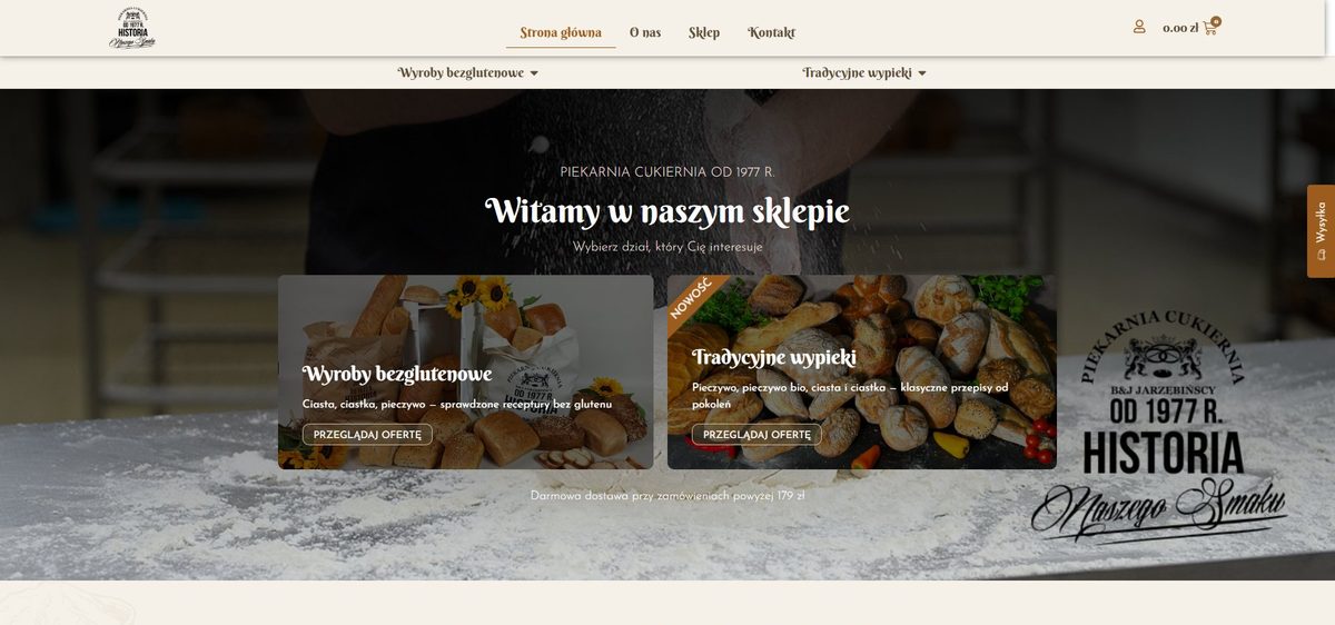 Sklep Jarzębińscy - strona główna piekarni z wyrobami